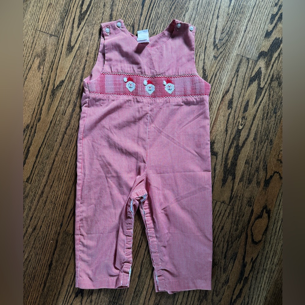 Southern Sunshine Kids Boys Red Gingham Smocked Santa Longall, Size 2T